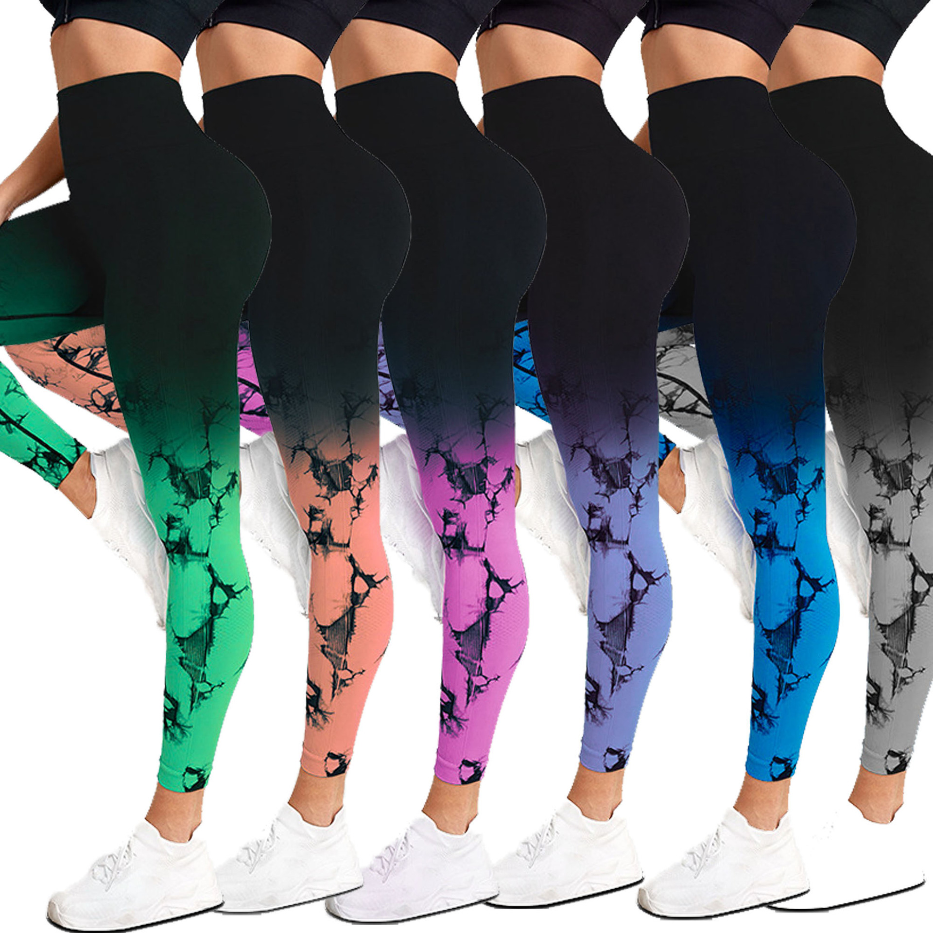 Leggings galbés tie-dye 3XL en olive et bleu marine